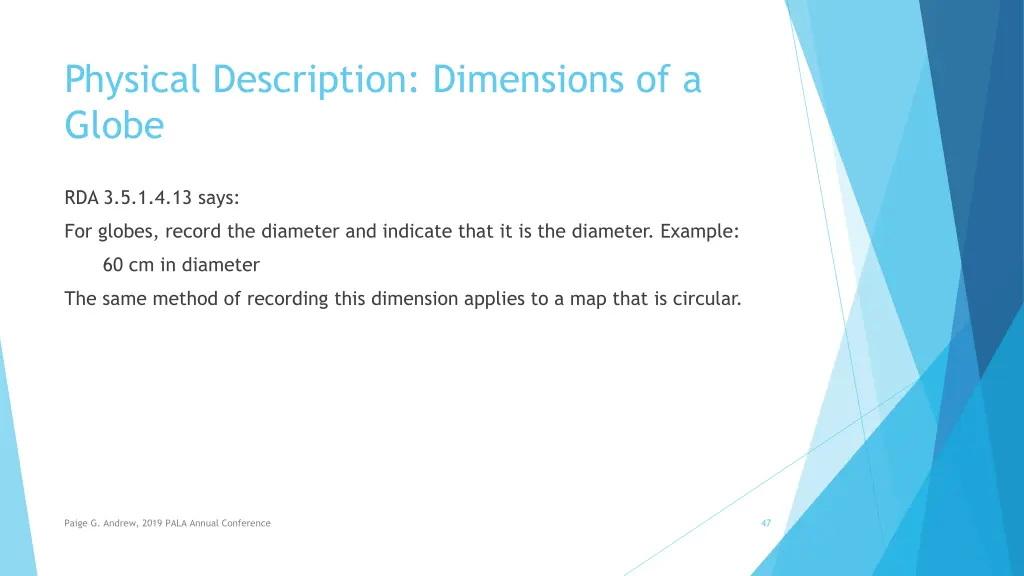 physical description dimensions of a globe