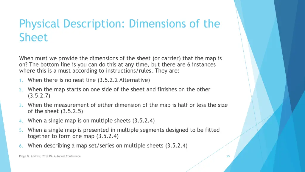 physical description dimensions of the sheet