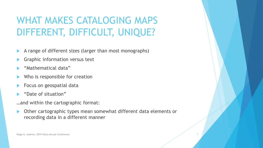 what makes cataloging maps different difficult