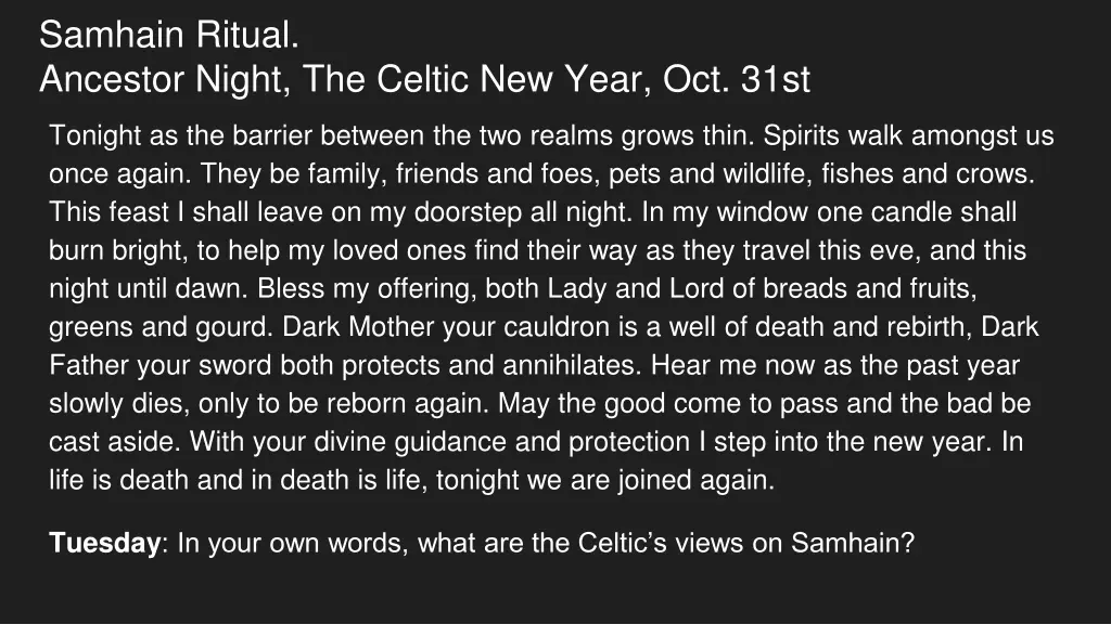 samhain ritual ancestor night the celtic new year