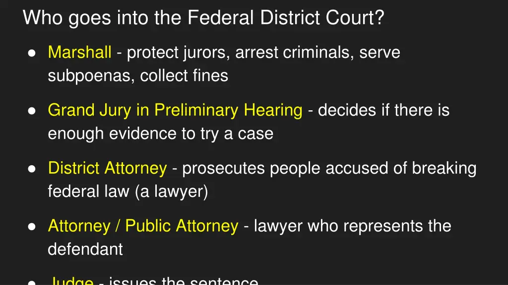 who goes into the federal district court