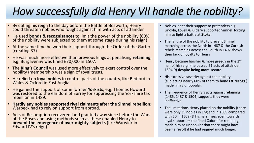 how successfully did henry vii handle