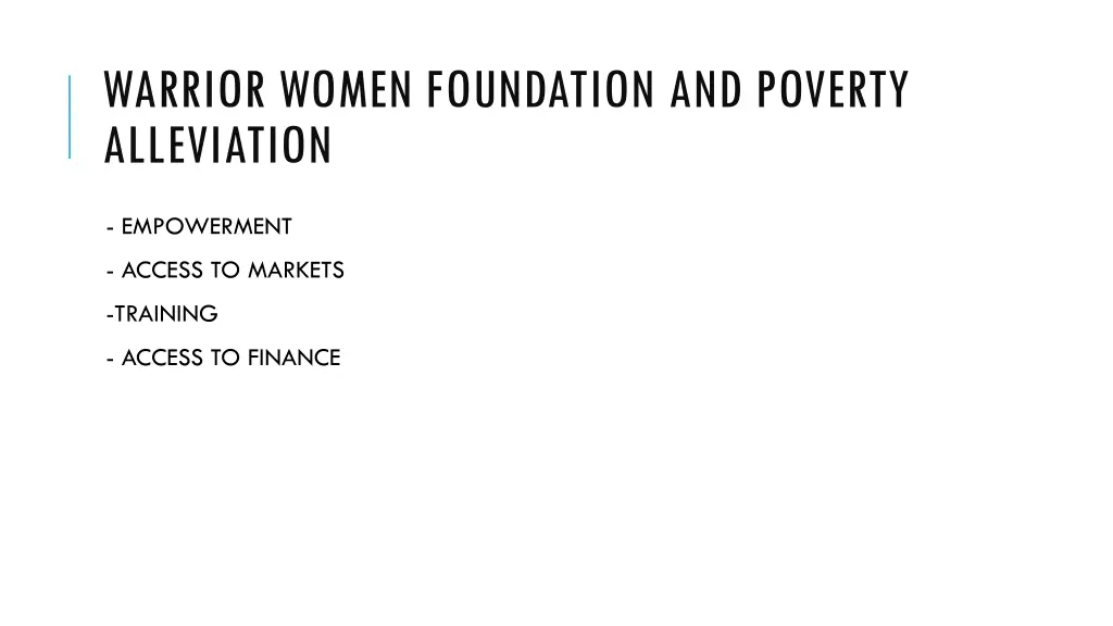 warrior women foundation and poverty alleviation