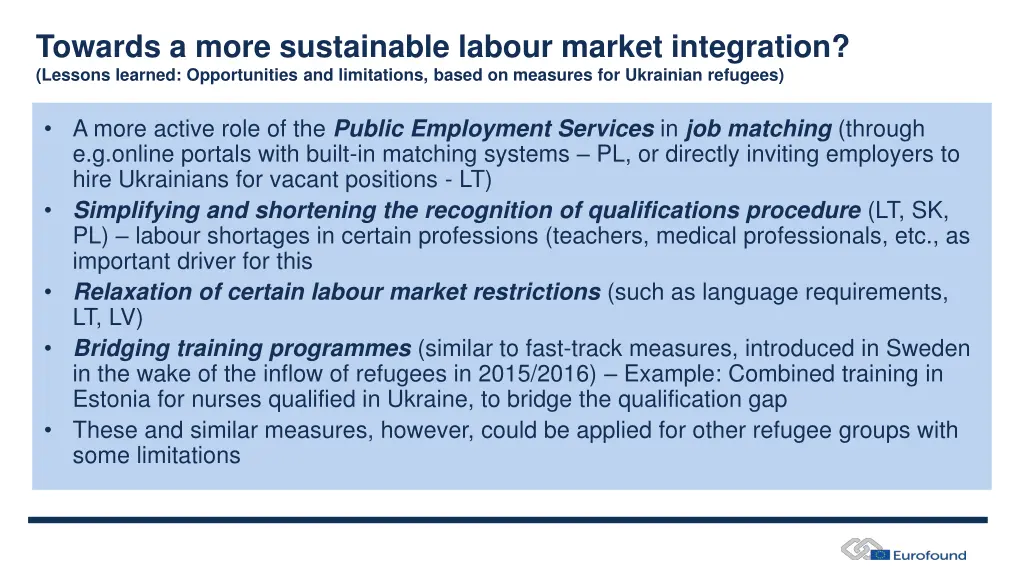 towards a more sustainable labour market