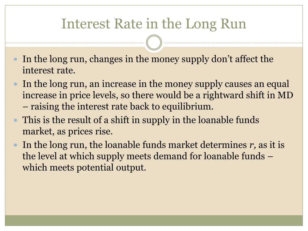 interest rate in the long run