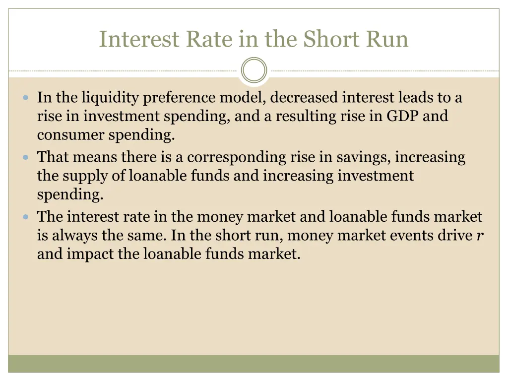 interest rate in the short run