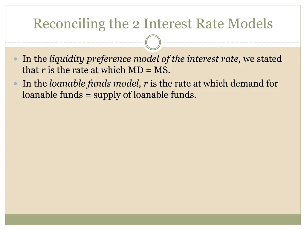 reconciling the 2 interest rate models