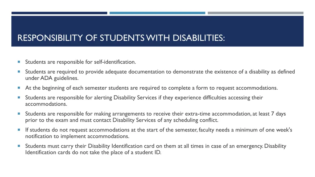 responsibility of students with disabilities