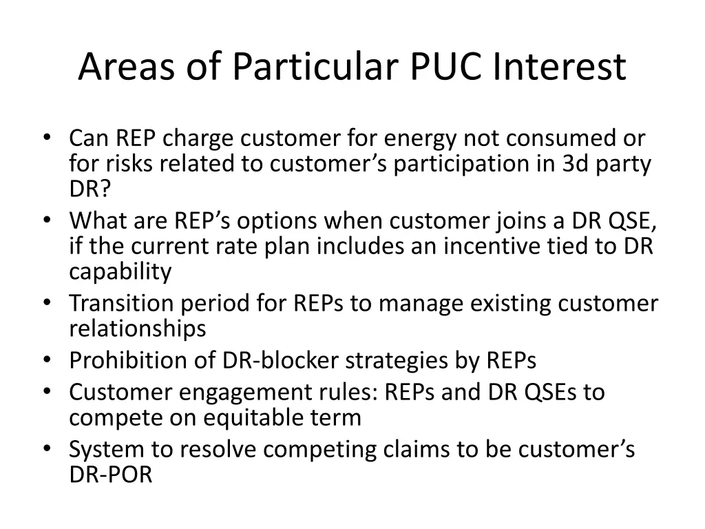 areas of particular puc interest