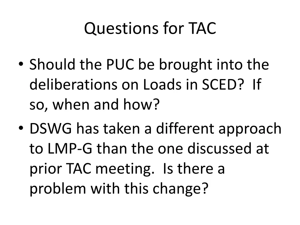 questions for tac