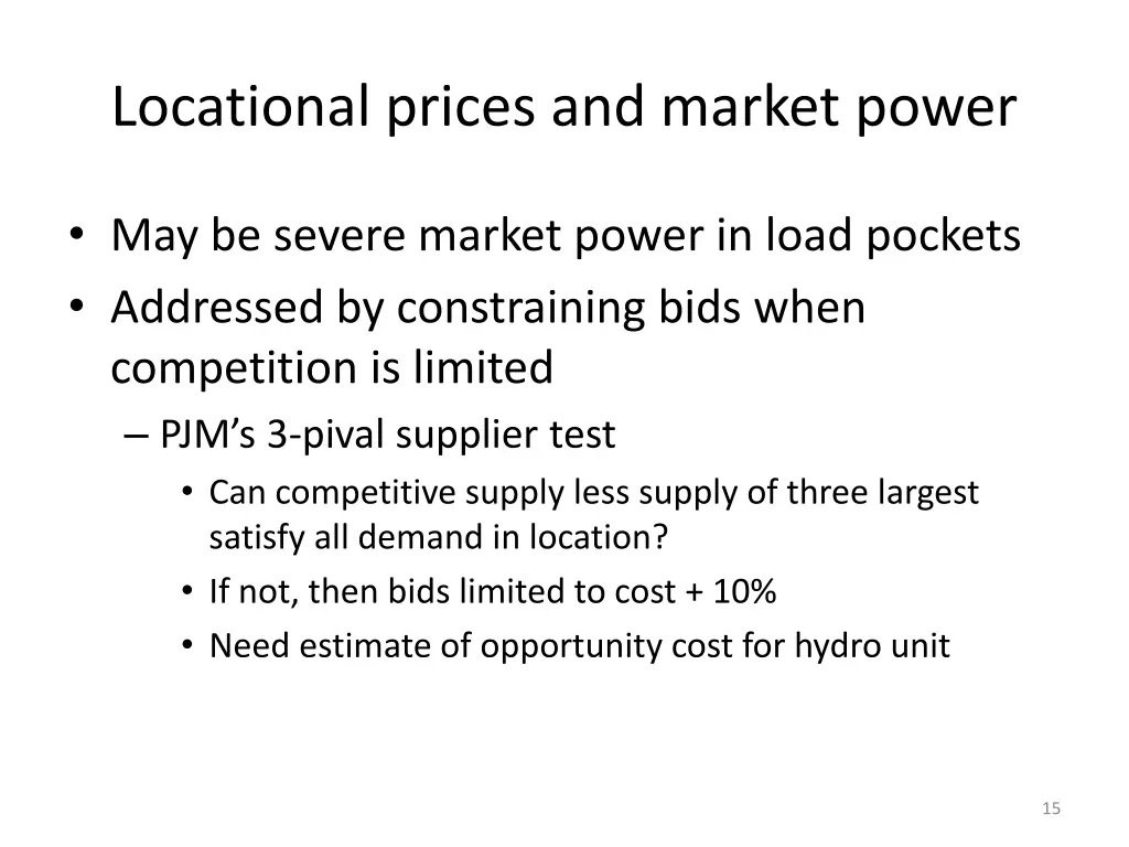 locational prices and market power