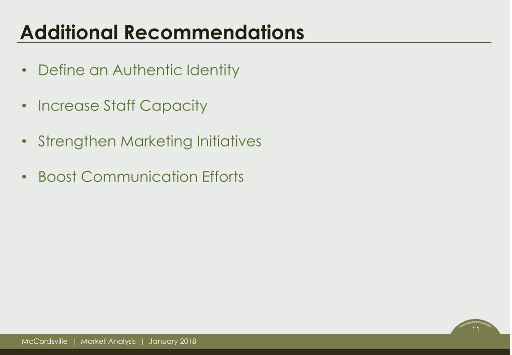 additional recommendations