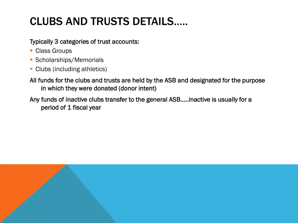 clubs and trusts details