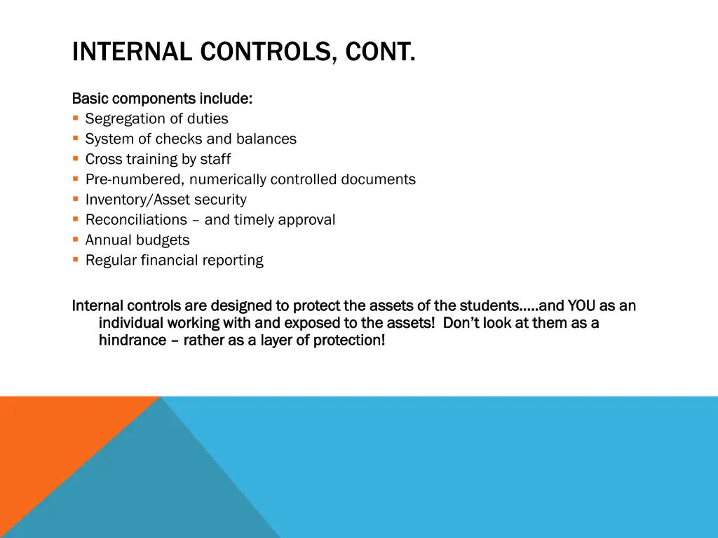 internal controls cont