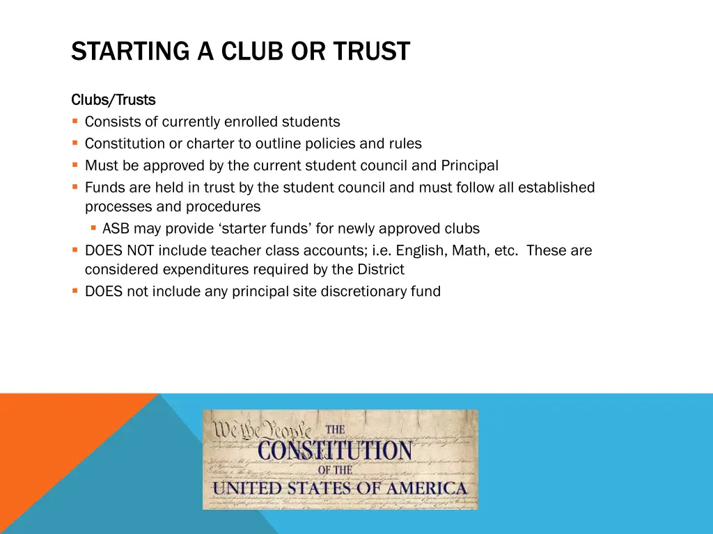 starting a club or trust