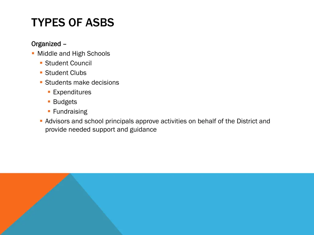 types of asbs