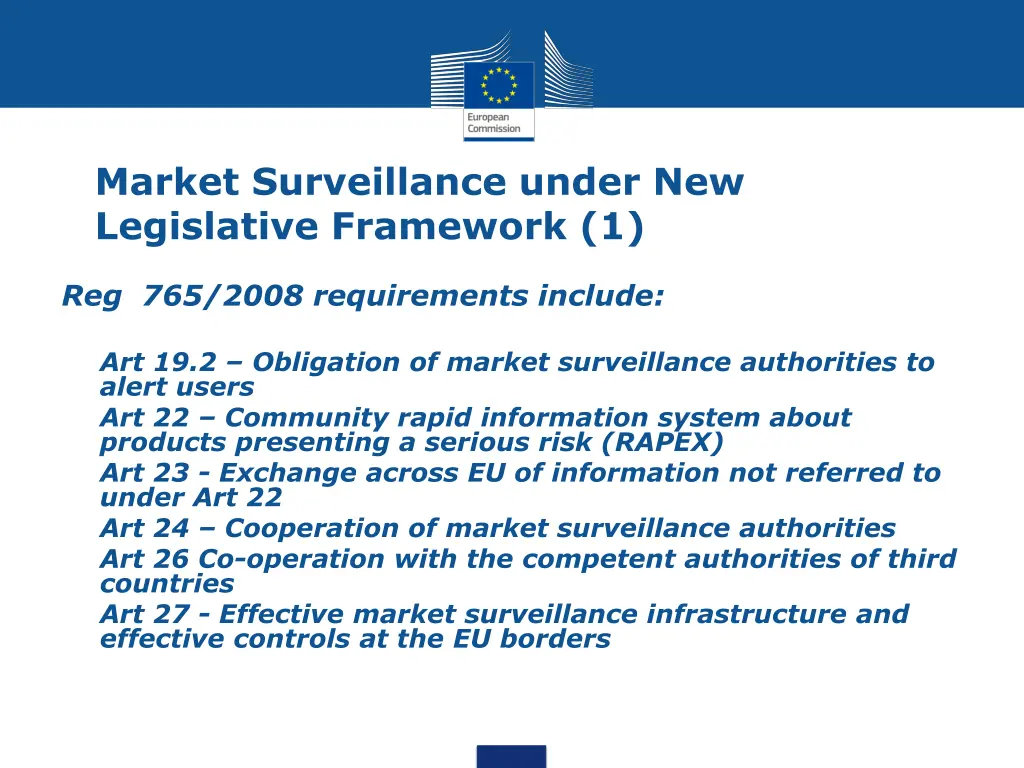 market surveillance under new legislative