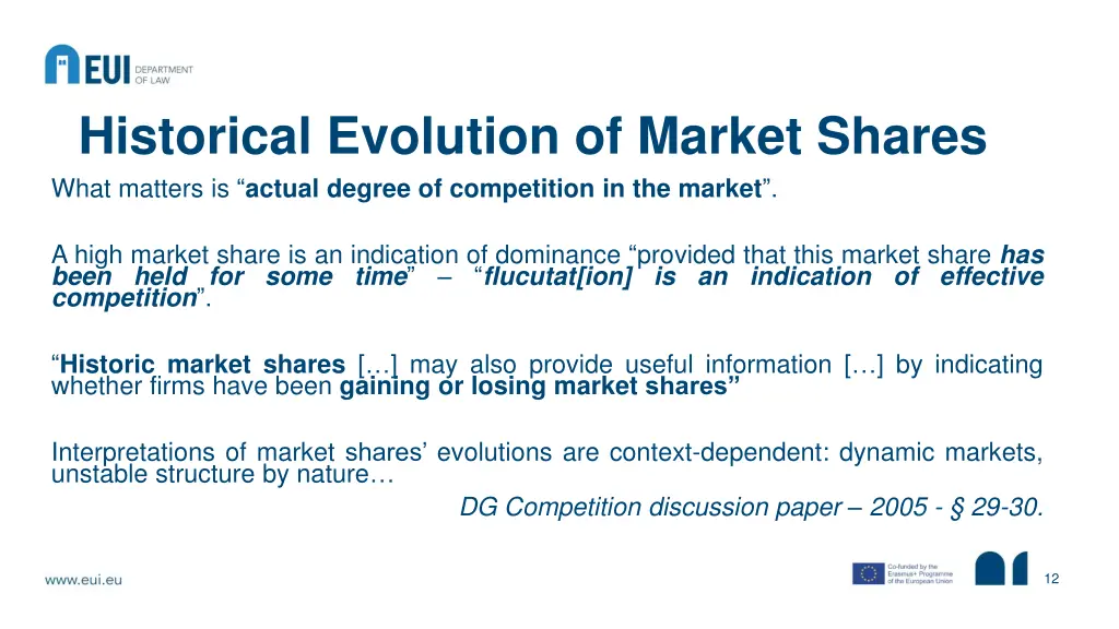 historical evolution of market shares