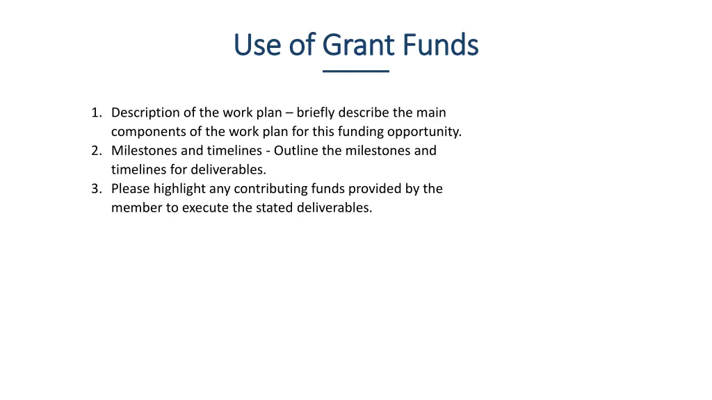 use of grant funds use of grant funds