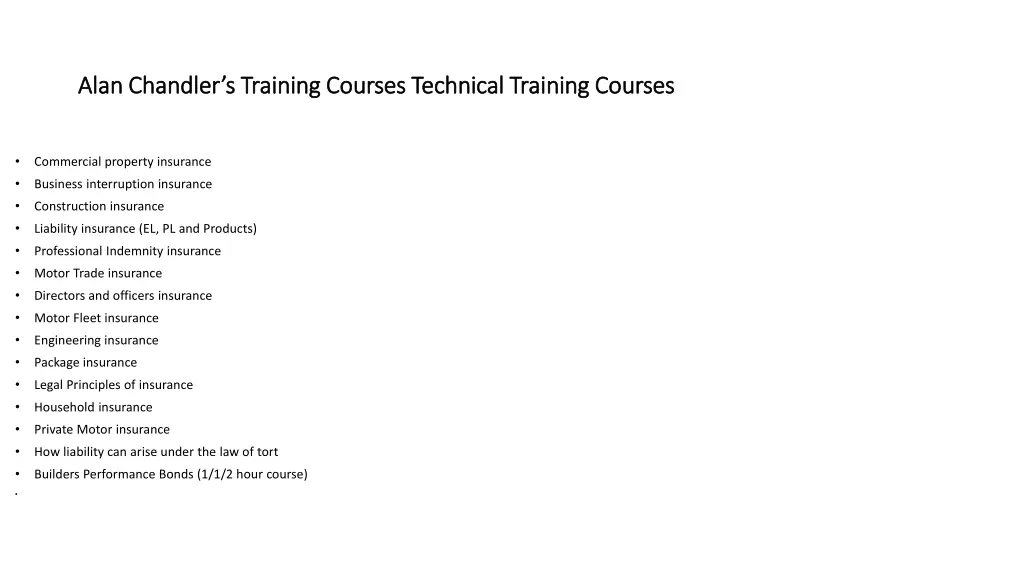 alan chandler s training courses technical 1