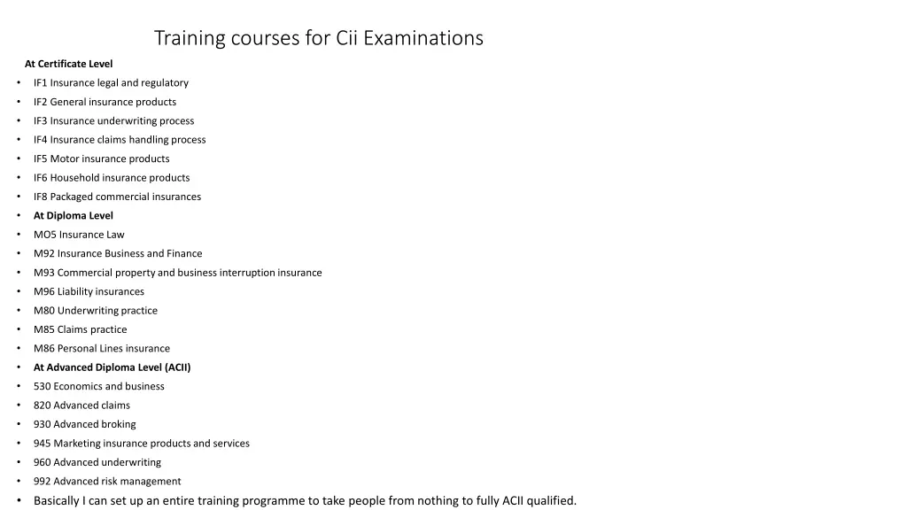 training courses for cii examinations