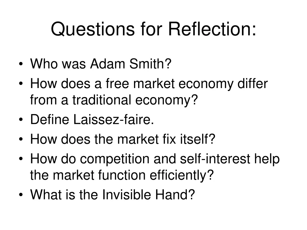 questions for reflection