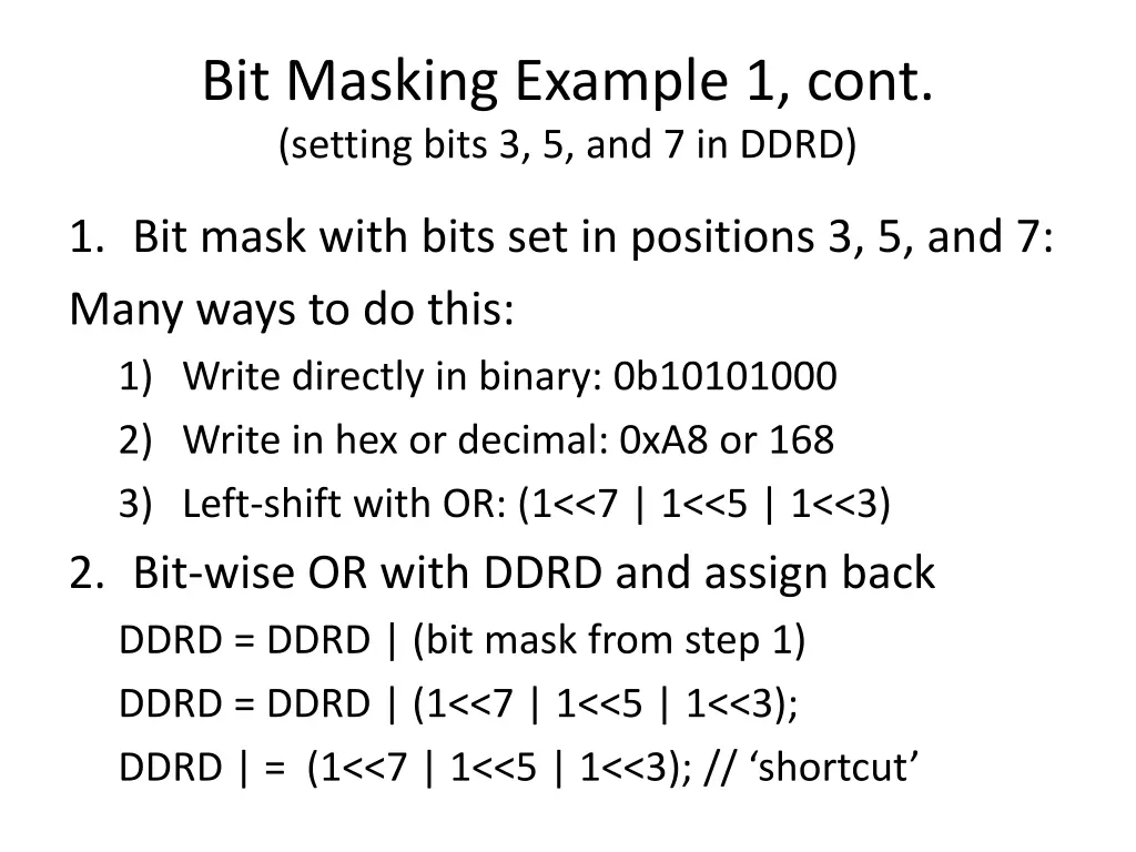 bit masking example 1 cont setting bits