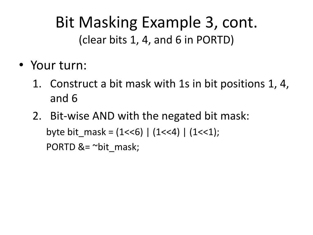 bit masking example 3 cont clear bits