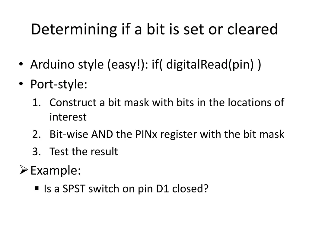 determining if a bit is set or cleared