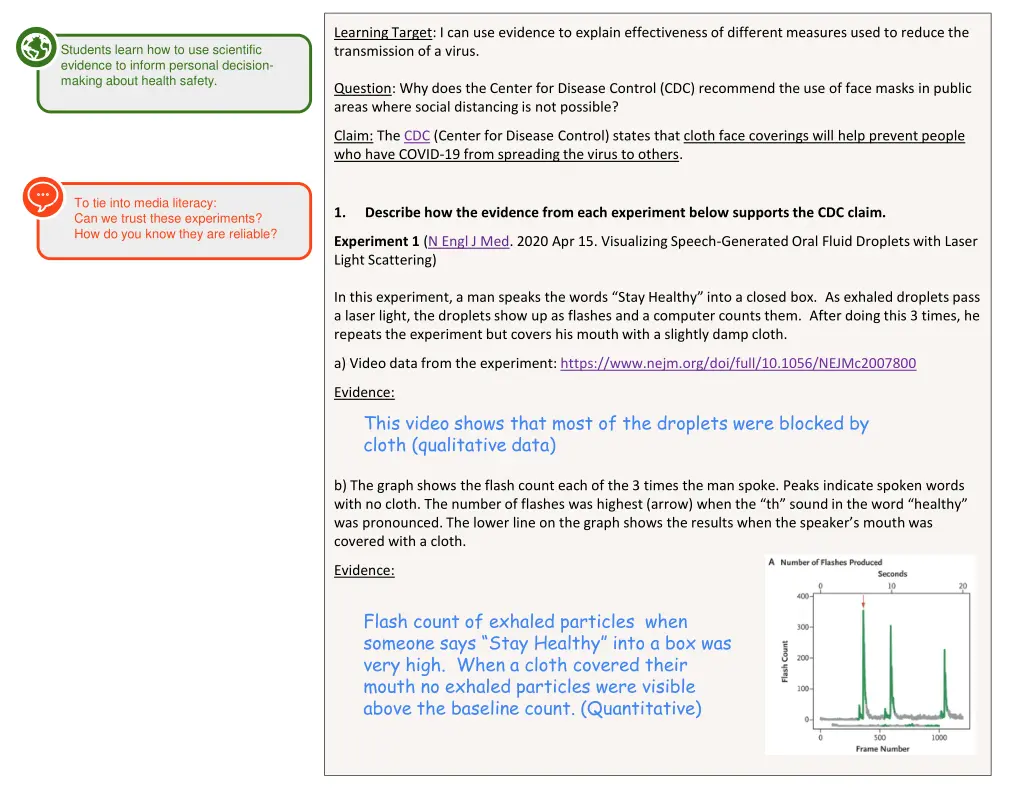 learning target i can use evidence to explain