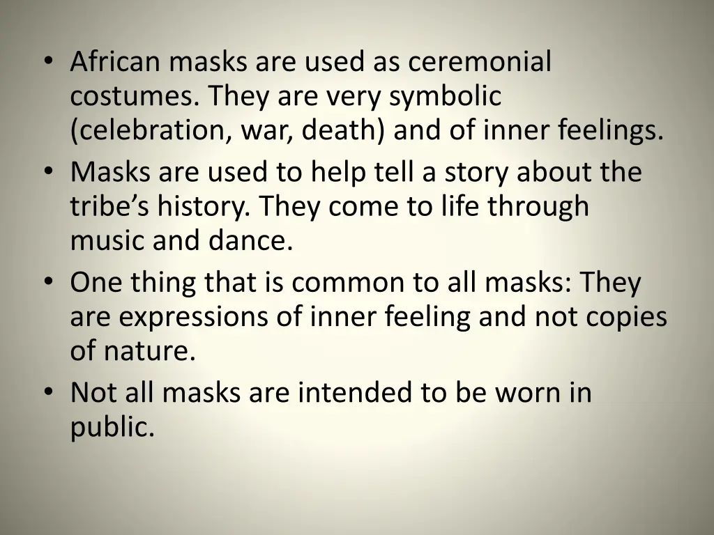 african masks are used as ceremonial costumes