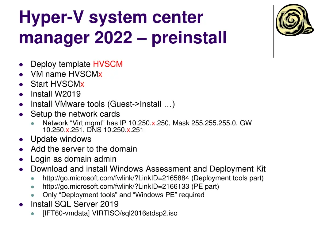 hyper v system center manager 2022 preinstall