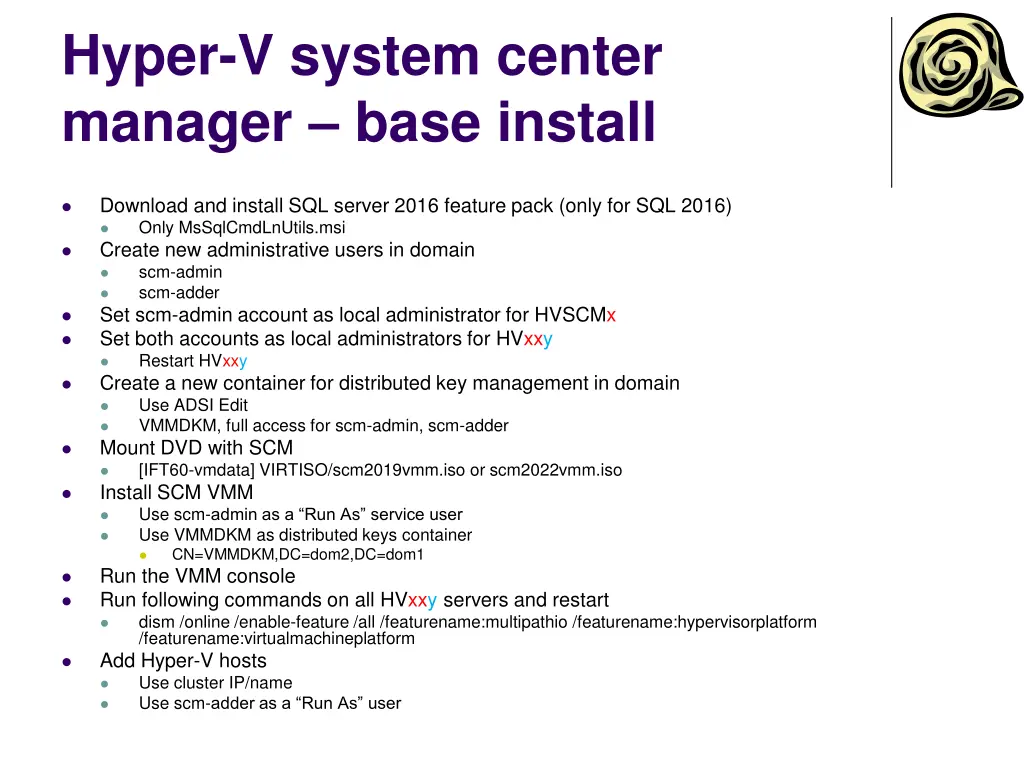 hyper v system center manager base install