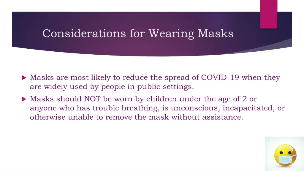 considerations for wearing masks 1