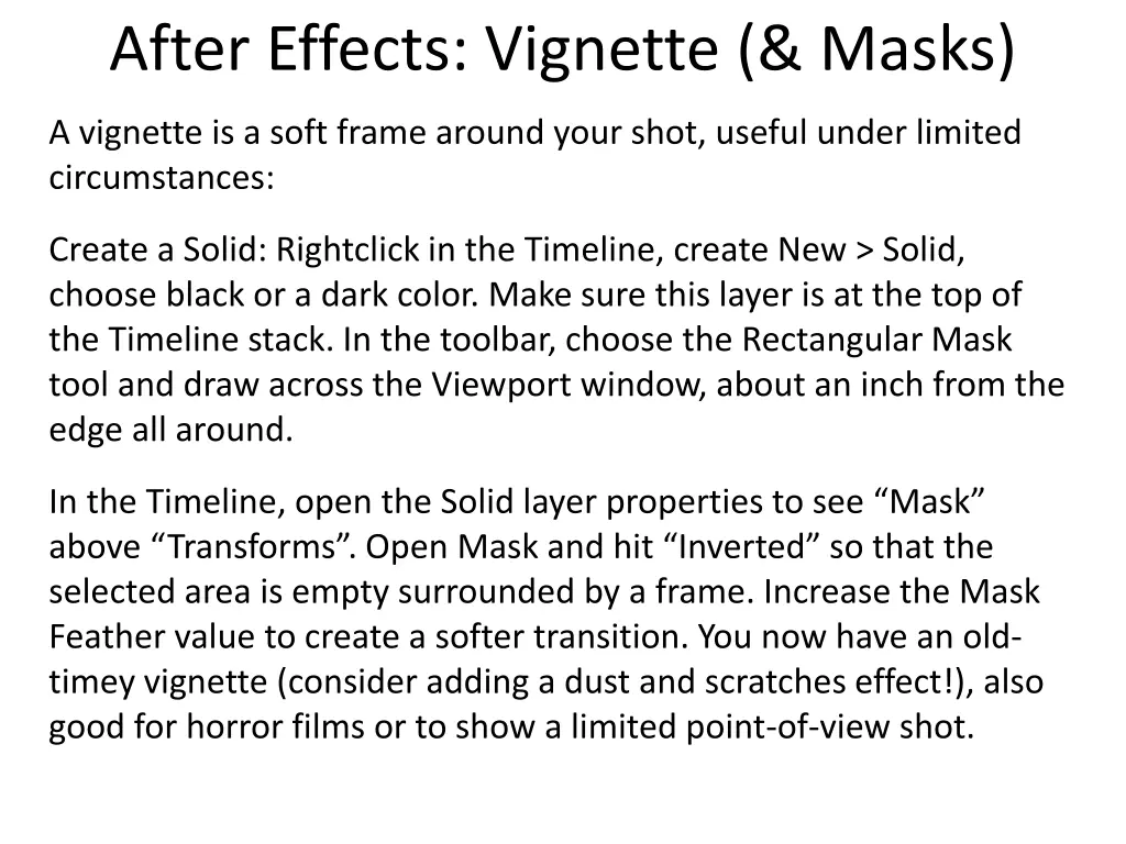 after effects vignette masks