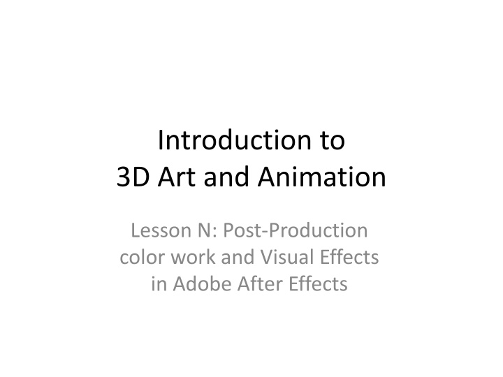 introduction to 3d art and animation