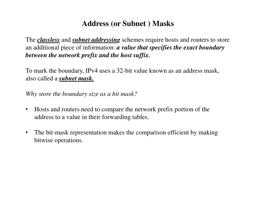 address or subnet masks