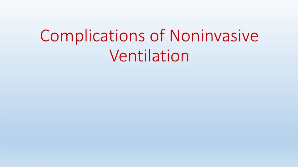 complications of noninvasive ventilation