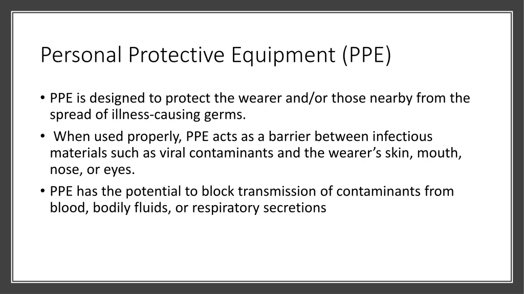 personal protective equipment ppe