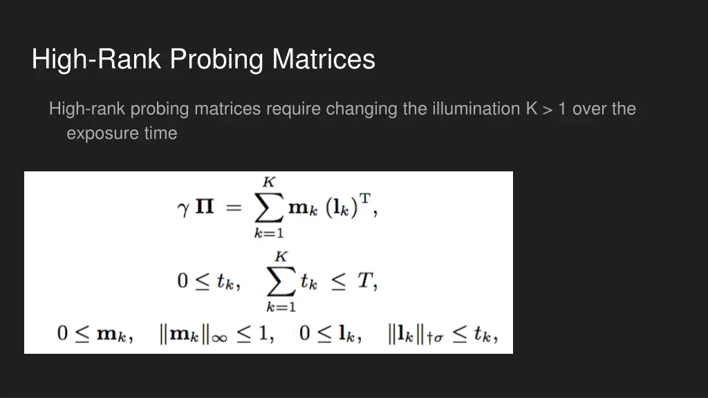 high rank probing matrices