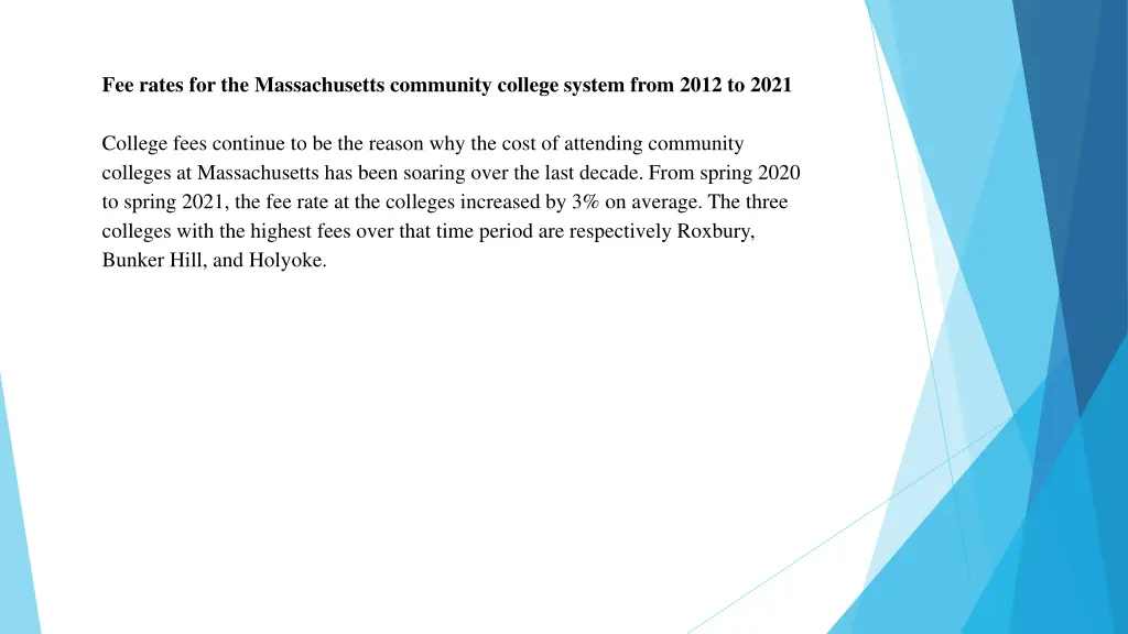 fee rates for the massachusetts community college