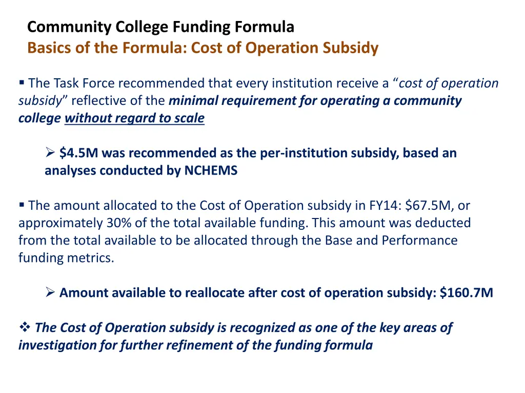 community college funding formula basics