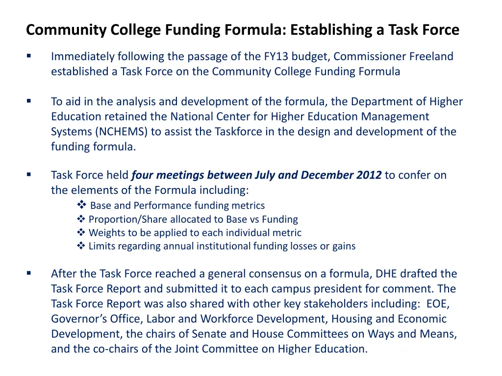 community college funding formula establishing