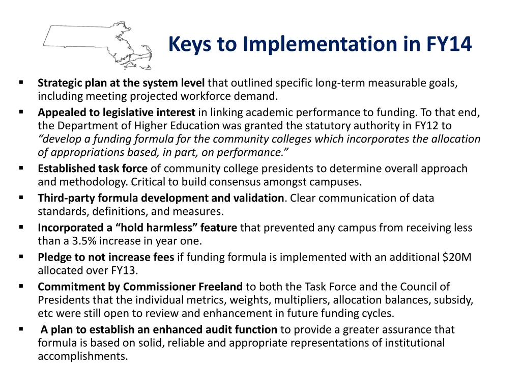 keys to implementation in fy14