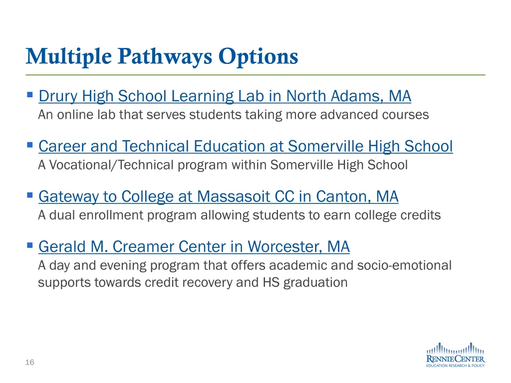 multiple pathways options