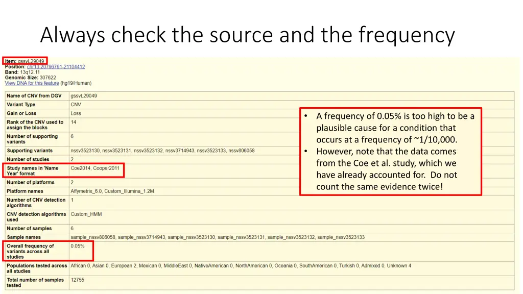 always check the source and the frequency