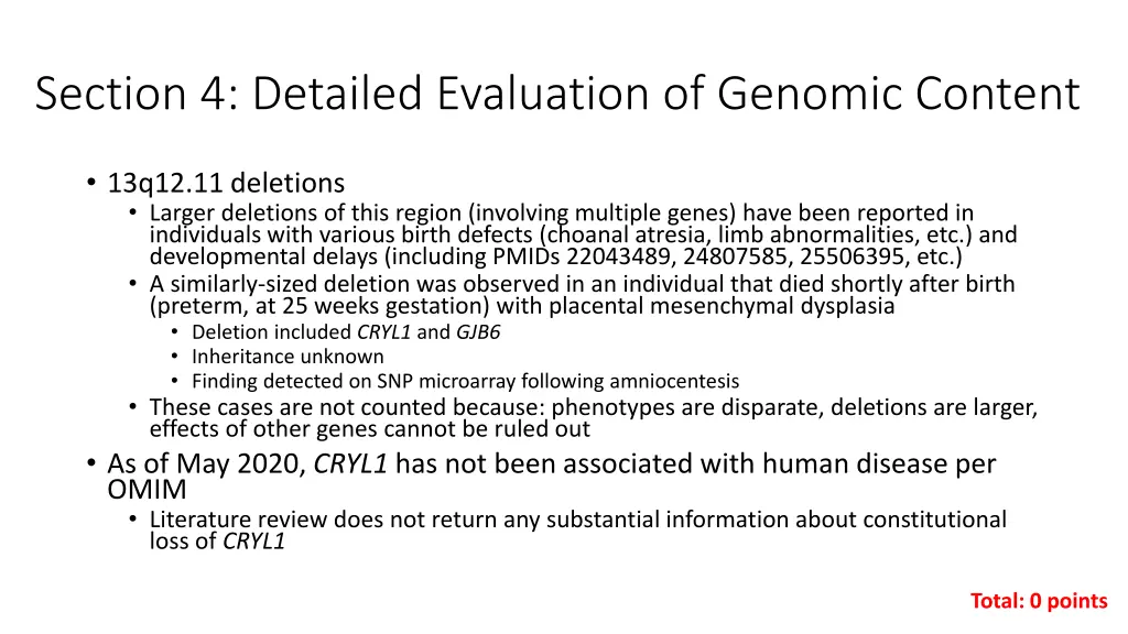 section 4 detailed evaluation of genomic content