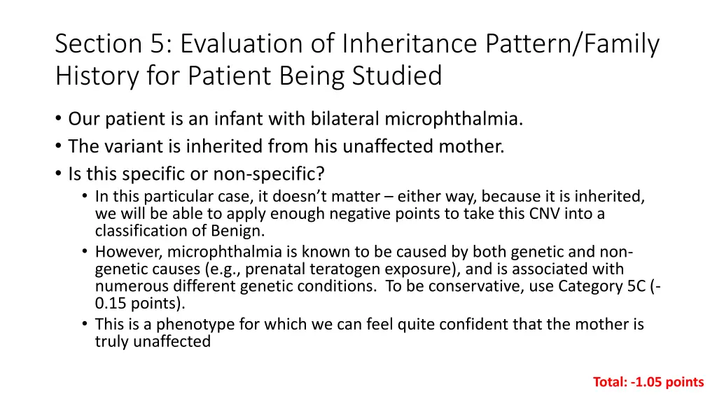 section 5 evaluation of inheritance pattern