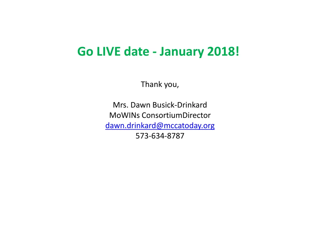 go live date january 2018