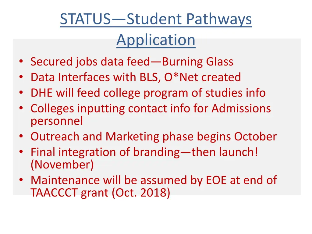 status student pathways application secured jobs